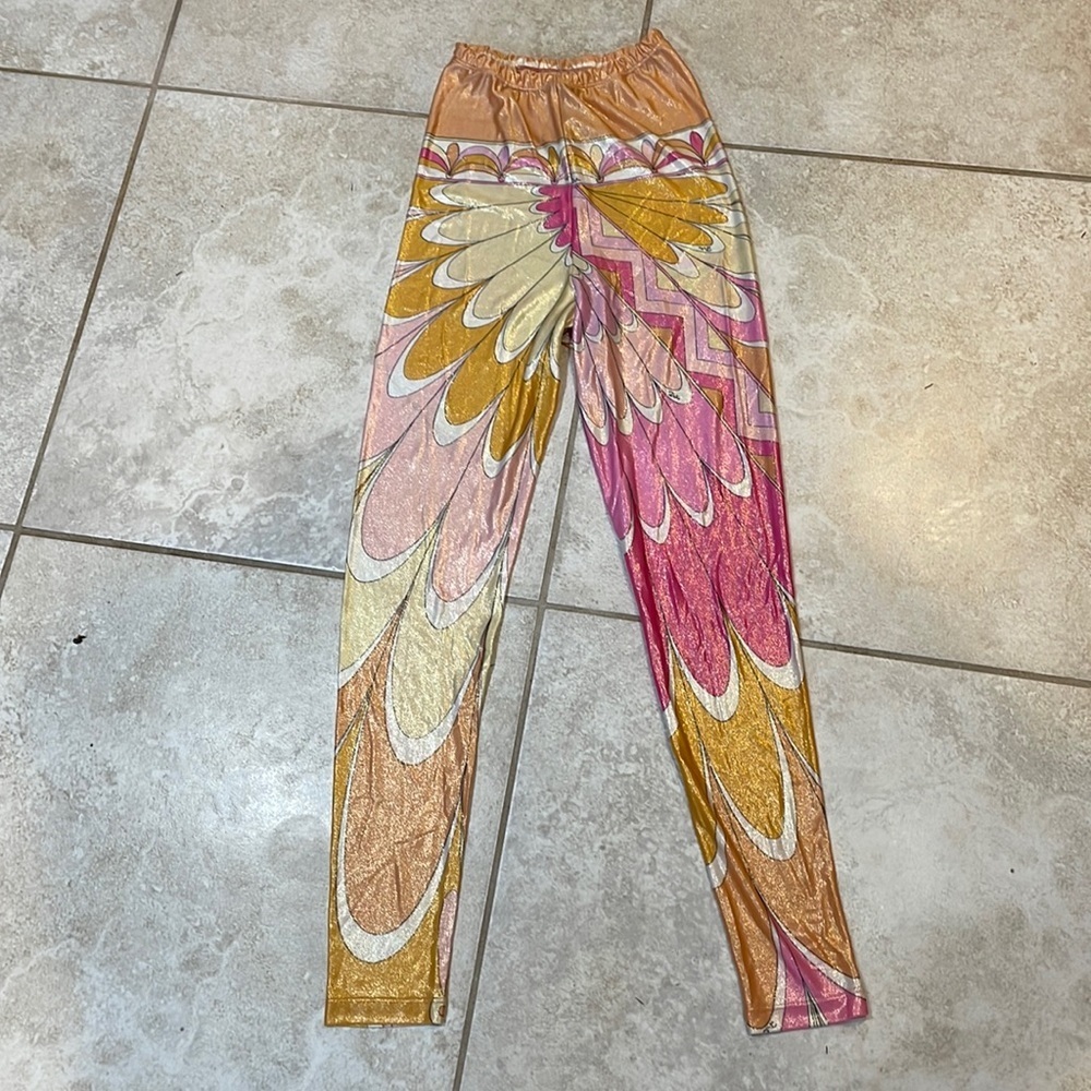 Rare! Vintage Early 90âs Emilio Pucci Shiny Psychadelic Print Leggings M